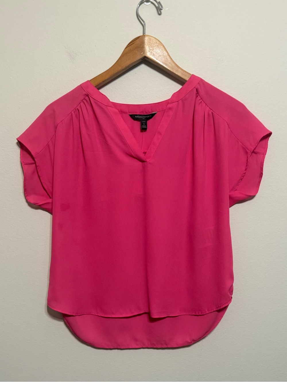 Banana Republic Women Pink Blouse Dress Short Short Sleeve S Petite NWT